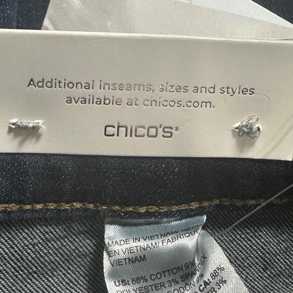 Chico’s DefineMe Denim Straight Leg Ankle Jeans Size 16R Dark Wash Casual Preppy - Picture 7 of 9
